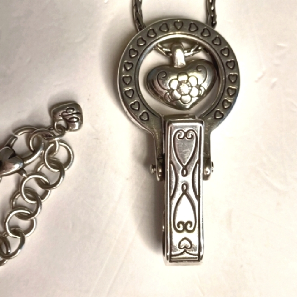 Brighton ID Badge Clip Lanyard Necklace One Size Silver Tone Southwestern